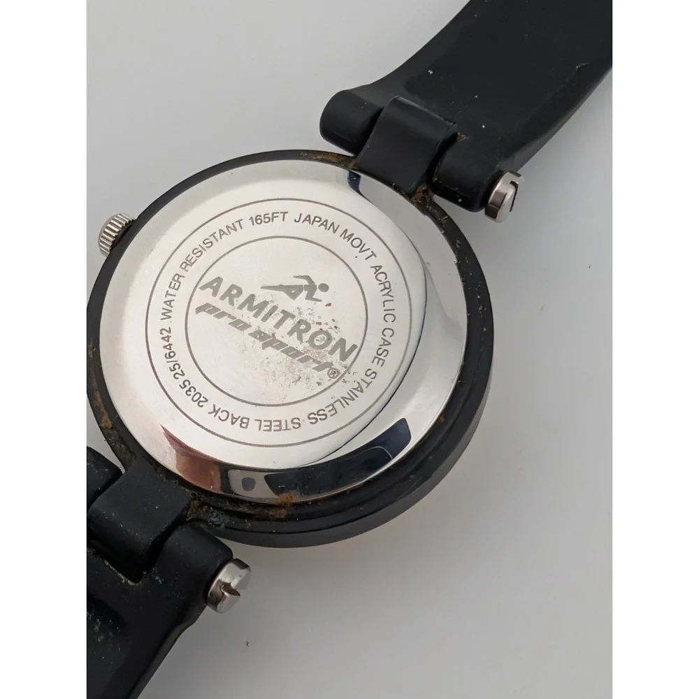 Armitron Pro Sport Women's Watch 32mm‎ Case Black Band 25/6442- New Battery